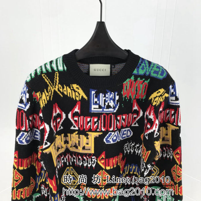 GUCCI古馳 18ss秋冬新款 官網同步發售 提花logo毛衣 微厚實面料 版型完美 男女同款 ydi2510